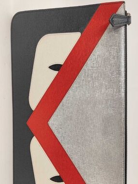 Fendi Monster Eyes Leather Zip Pouch Clutch Bag Multicolor
